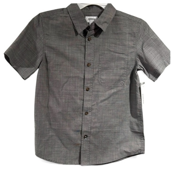 Sonoma Charcoal Short Sleeve Shirt boys medium button down NeW - Picture 1 of 4